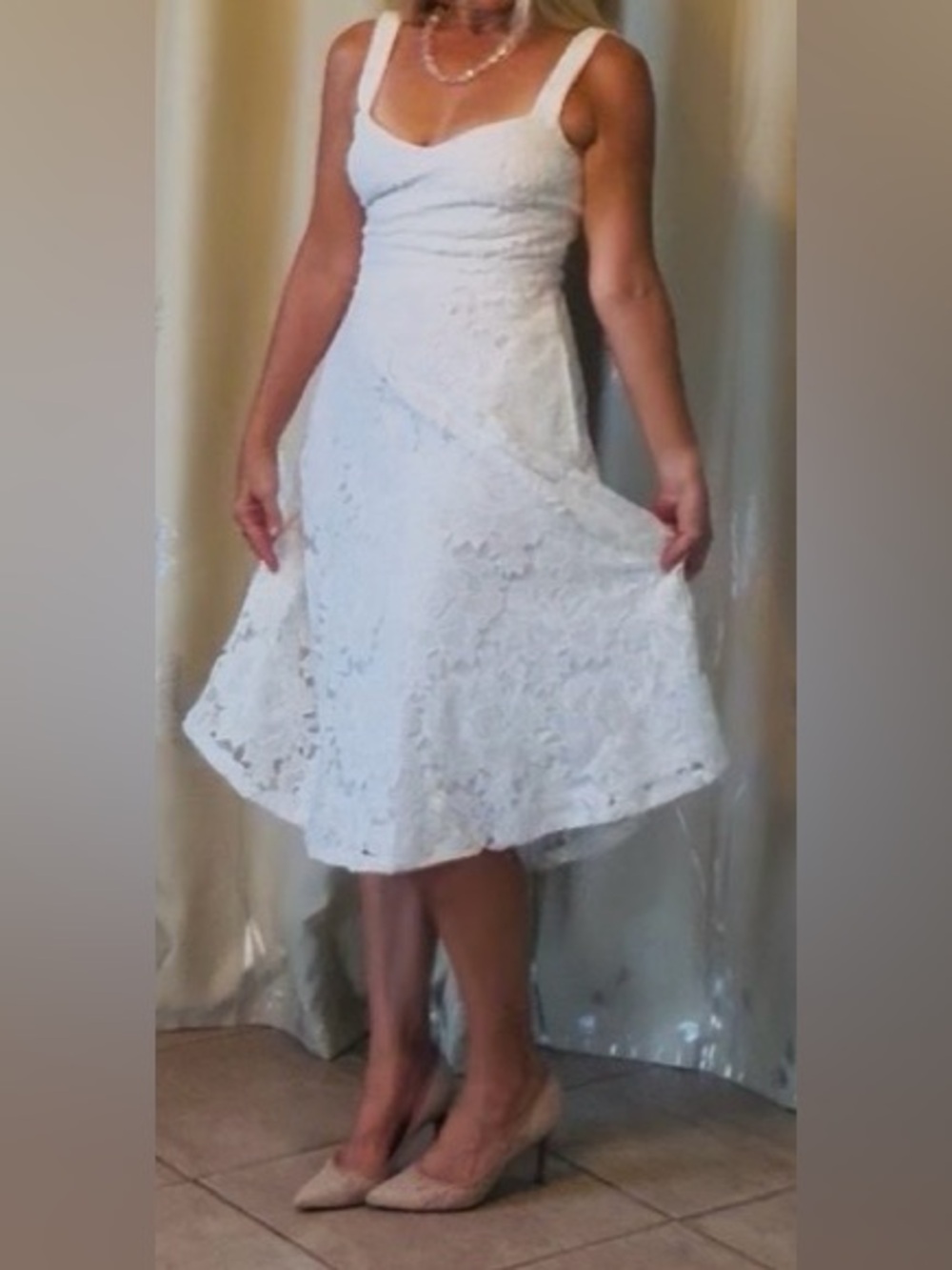 Lulu's White Lace A-Line Sundress - Picture 6 of 10